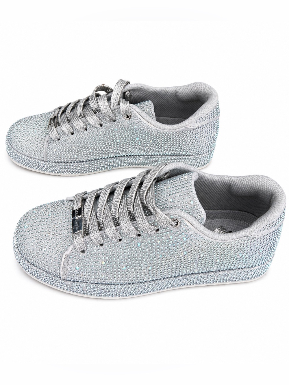 Lucky Step Silver Rhinestone Sneakers Womens Size 6 Air Cooled Comfort Lightweig